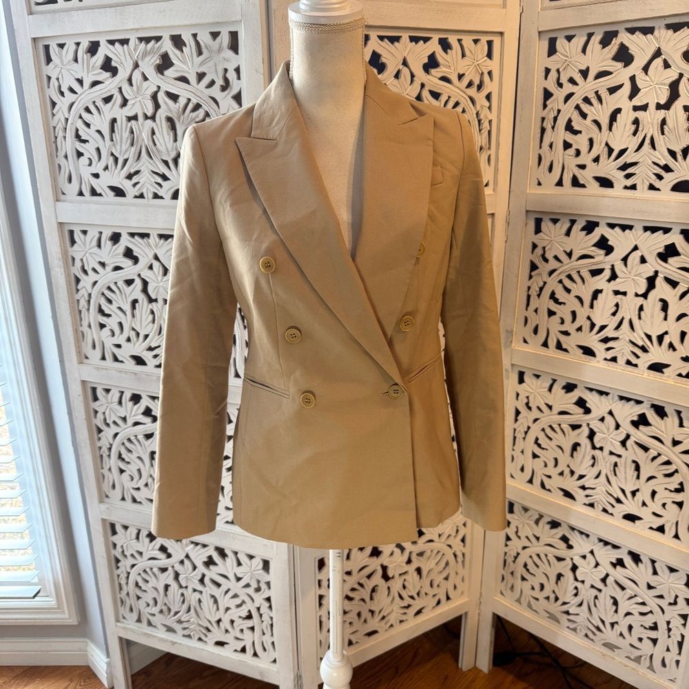 Talbots Classic Camel Double-Breasted Blazer Sz 2